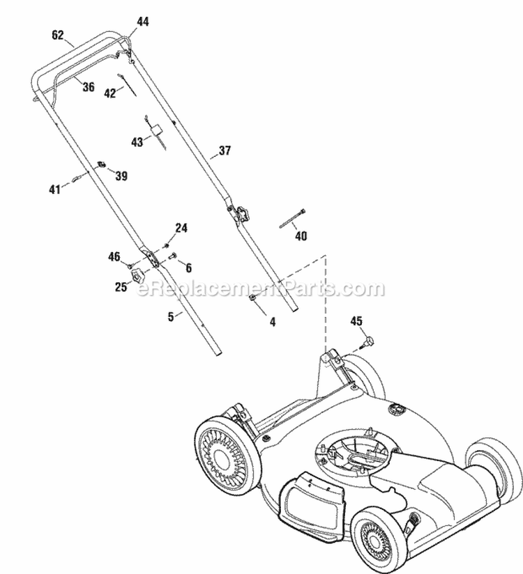 Handle Group Diagram and Parts List for SP70  Snapper Lawn Mower