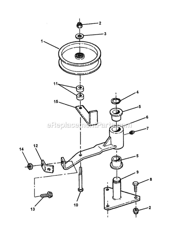 36 Deck Idler Assembly Diagram and Parts List for SPE1250KW  Snapper Lawn Mower