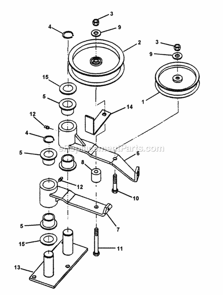 48 Deck Idler Assembly Diagram and Parts List for SPE1250KW  Snapper Lawn Mower
