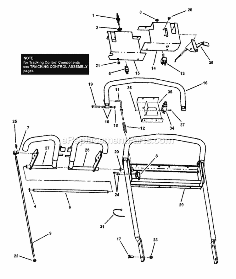 Loop Handle  Control Assemblies Diagram and Parts List for SPLH153KW 7082435 Snapper Lawn Mower