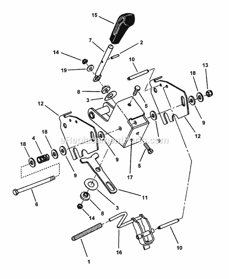 Tracking Control Assembly Diagram and Parts List for SPLH153KW 7082435 Snapper Lawn Mower
