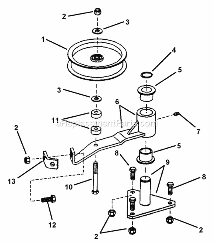 36 Deck Idler Assembly Diagram and Parts List for SPLH140KWE 84276 Snapper Lawn Mower