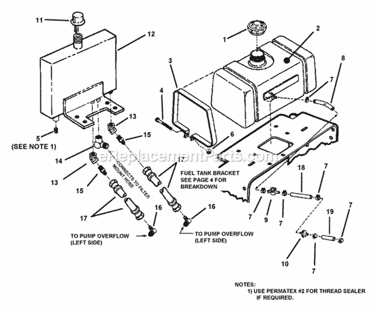Fuel Tank Assembly Diagram and Parts List for SPLH140KWE 84276 Snapper Lawn Mower