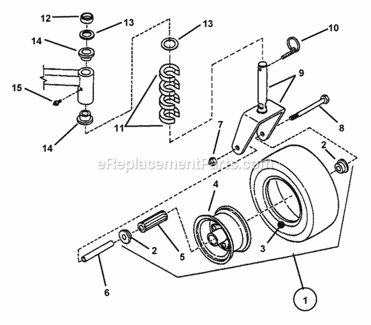 Caster Wheel  Tire Assembly Diagram and Parts List for SPLH140KWE 84276 Snapper Lawn Mower