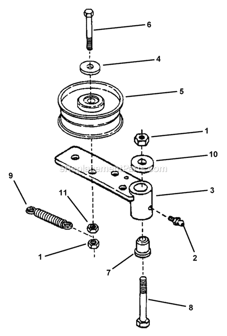 Power Unit Idler Assembly Diagram and Parts List for SPLH140KWE 84276 Snapper Lawn Mower