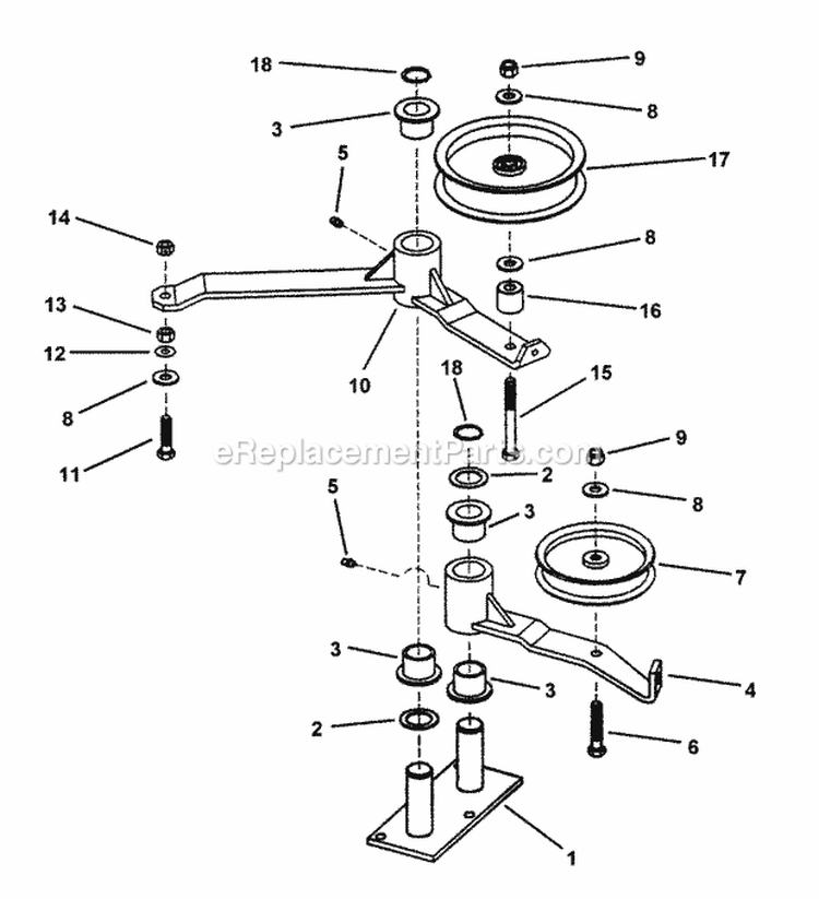 52 Deck Idler Assembly Diagram and Parts List for SPLH141KW 84394 Snapper Lawn Mower