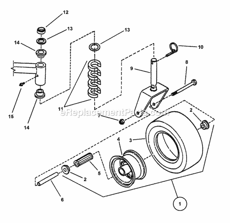Caster Wheel  Tire Assembly Diagram and Parts List for SPLH141KW 84394 Snapper Lawn Mower