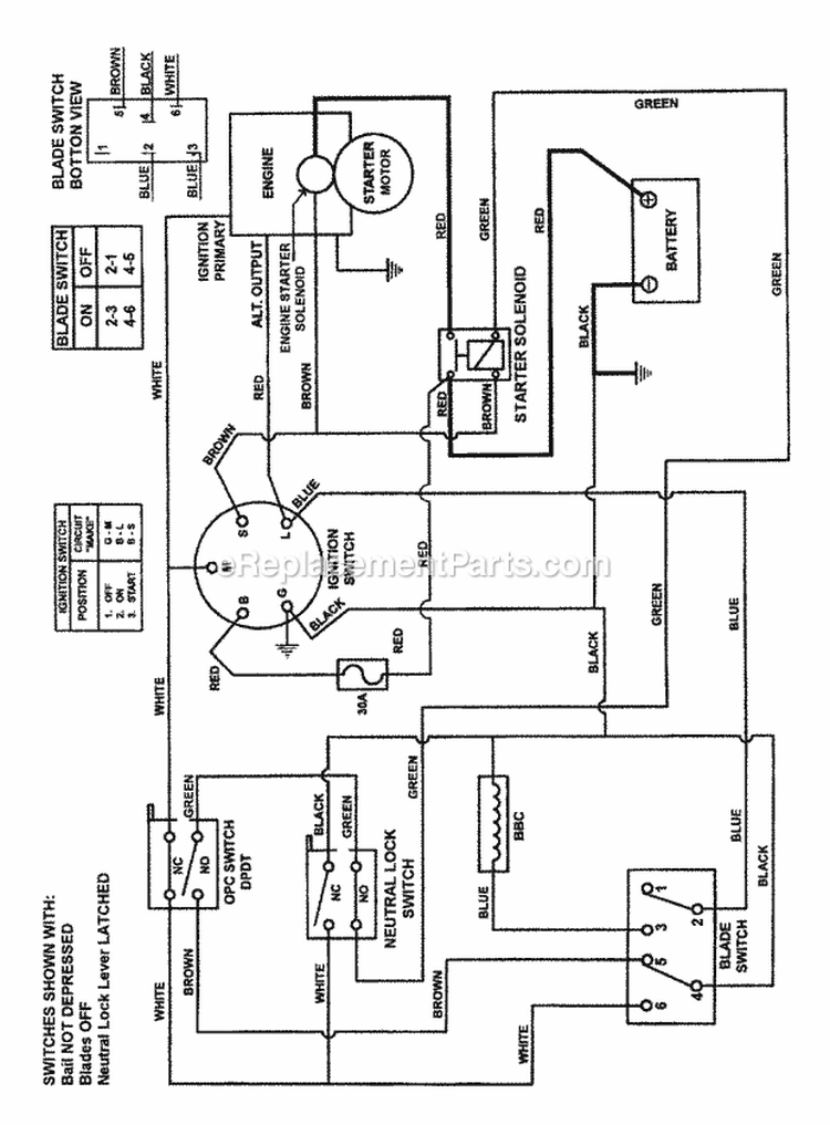 Wiring Schematic (Electric Start) Diagram and Parts List for SPLH141KWE 84396 Snapper Lawn Mower