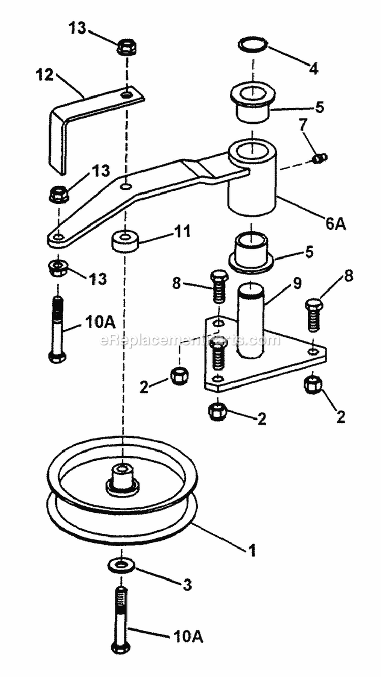 32 Deck Idler Assembly Diagram and Parts List for SPL1250KW  Snapper Lawn Mower