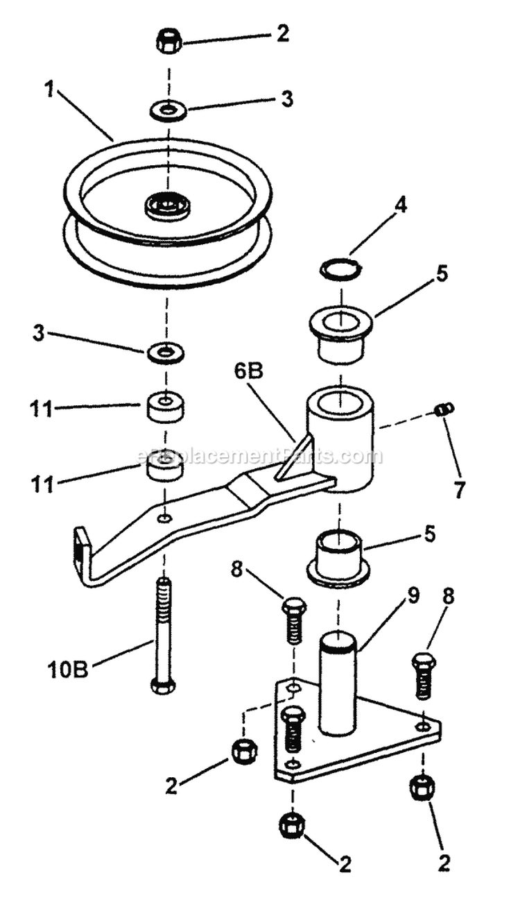 36 Deck Idler Assembly Diagram and Parts List for SPL1250KW  Snapper Lawn Mower
