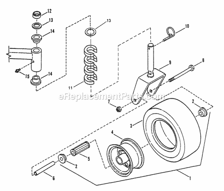 Caster Wheel  Tire Assembly Diagram and Parts List for SPL1250KW  Snapper Lawn Mower