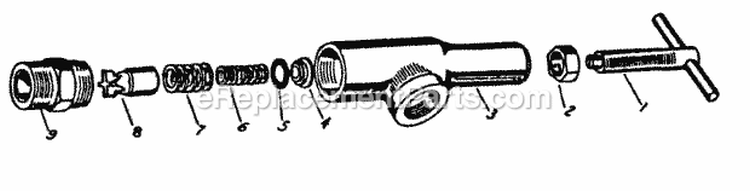 Pressure Relief Valve Diagram and Parts List for SPS322T  Snapper Sprayer