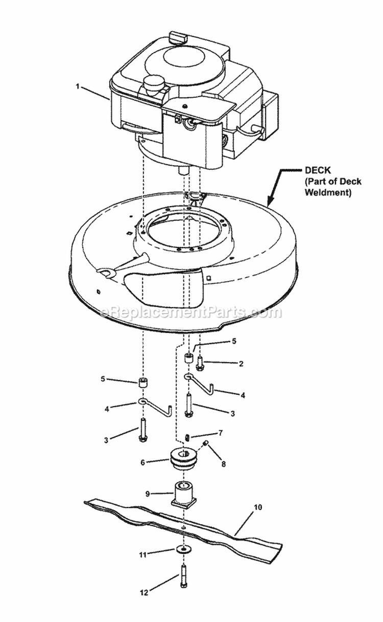 Engine And Blade Diagram and Parts List for SPV211E 7800170 Snapper Lawn Mower