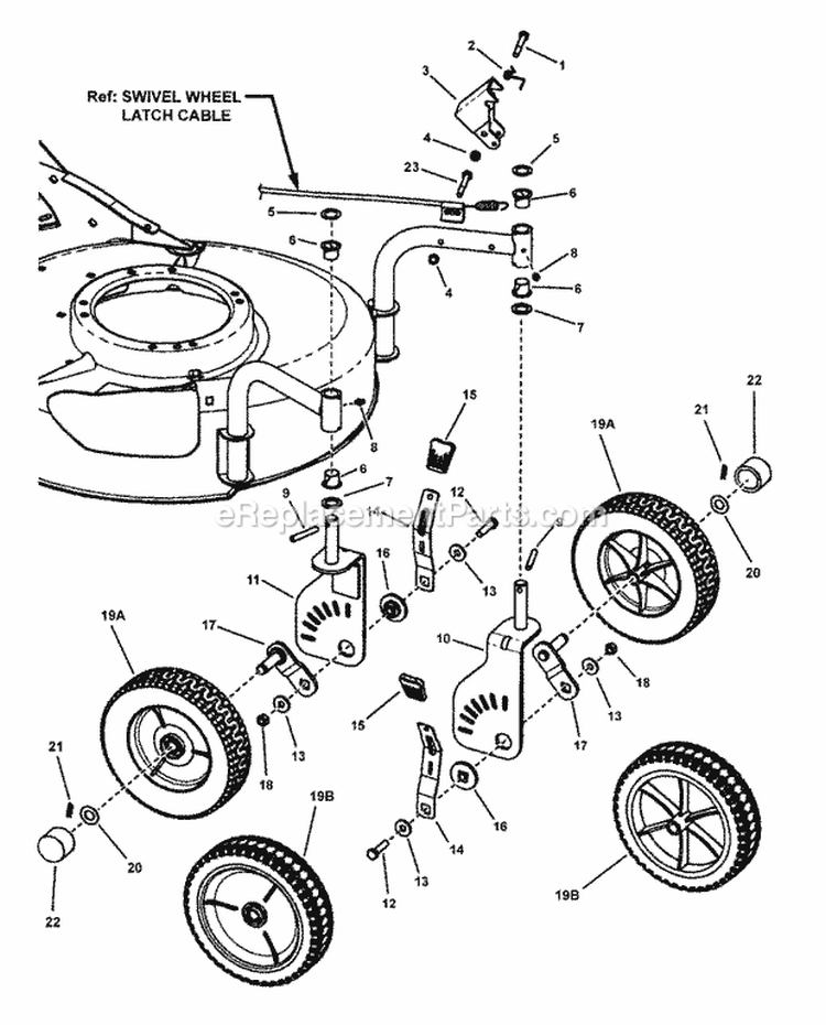 Front Wheels Diagram and Parts List for ESPV211S 7800128 Snapper Lawn Mower