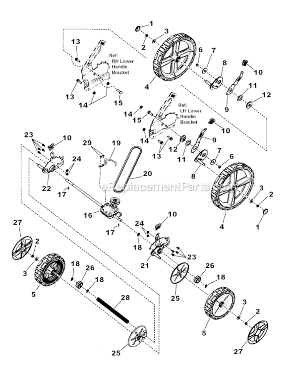 Transmission_And_Wheels_Group Diagram and Parts List for SPV2270HW 7800709 Snapper Lawn Mower