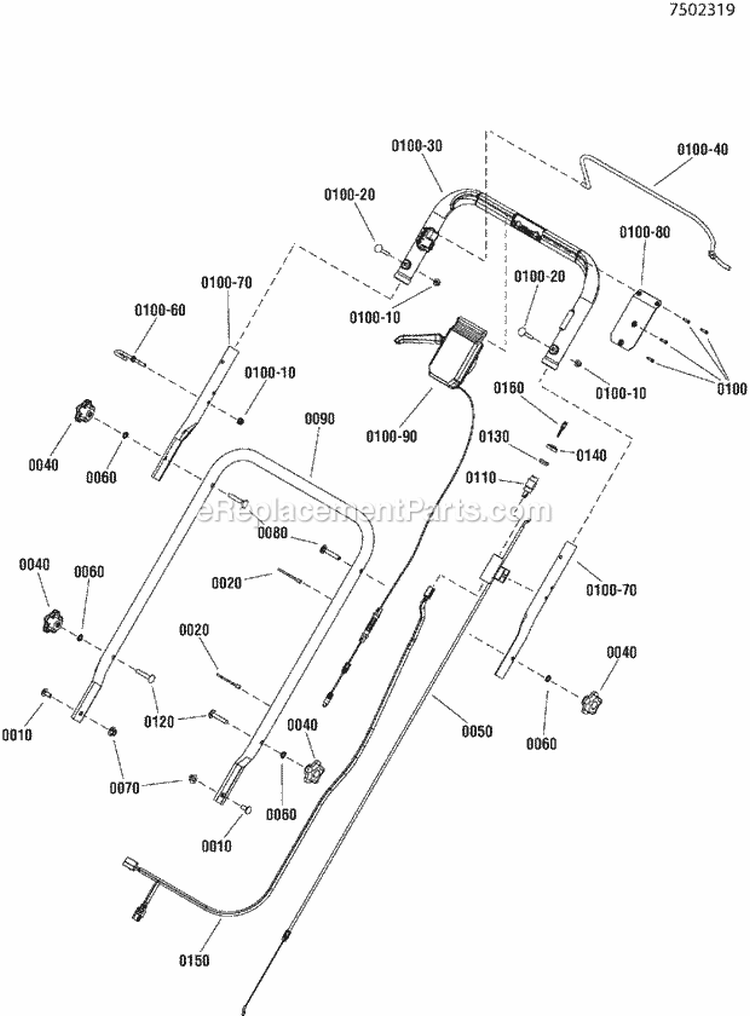 Handles  Controls Group Es Diagram and Parts List for SPV22725E 7800838 Snapper Lawn Mower