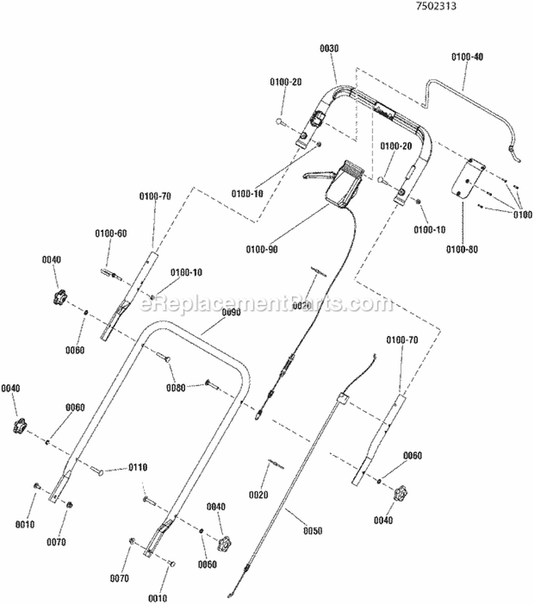 Handles  Controls Group Diagram and Parts List for SPV22725 7800837 Snapper Lawn Mower