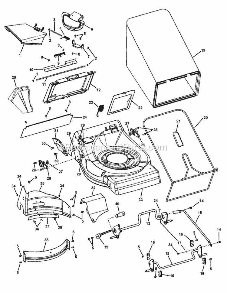Deck Assembly Diagram and Parts List for SPVH21675 7800441 Snapper Lawn Mower
