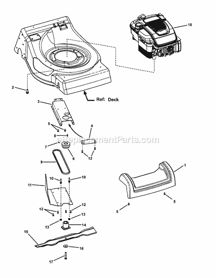 Engine  Blade Assembly Diagram and Parts List for SPVH21675 7800441 Snapper Lawn Mower
