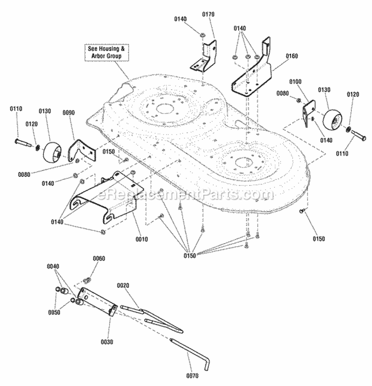 42 Mower Deck - Height Adjustment  Roller Bar Group Diagram and Parts List for NXT2242 2691023 Snapper Lawn Tractor