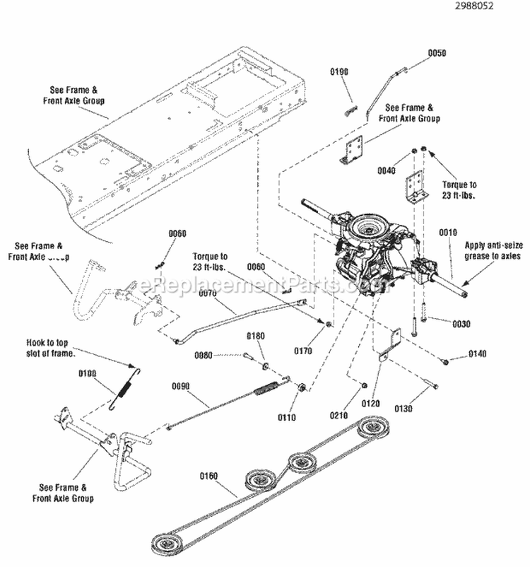 Transmission Group - Hydro Gear T2-Cche-4X3B-1Lx1 Diagram and Parts List for ESPX2046  Snapper Lawn Tractor