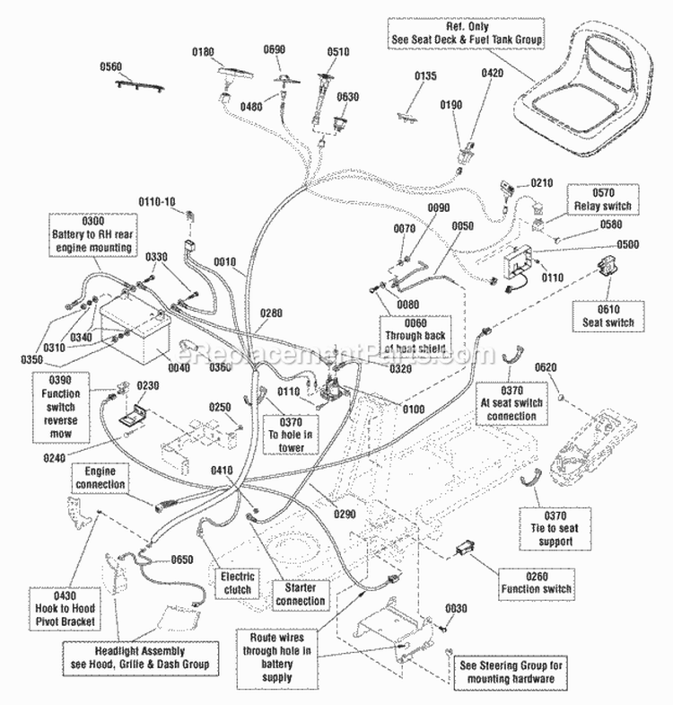 Electrical Group Diagram and Parts List for SPX2352  Snapper Lawn Tractor