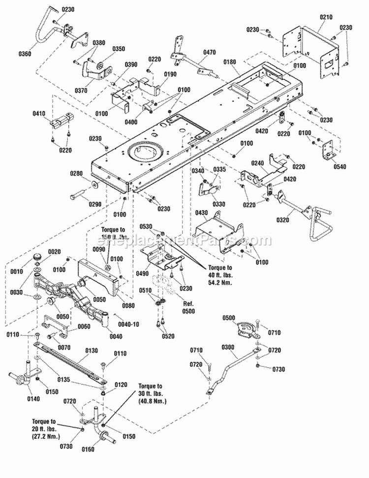 Frame  Front Axle Group Diagram and Parts List for ESPX2046  Snapper Lawn Tractor