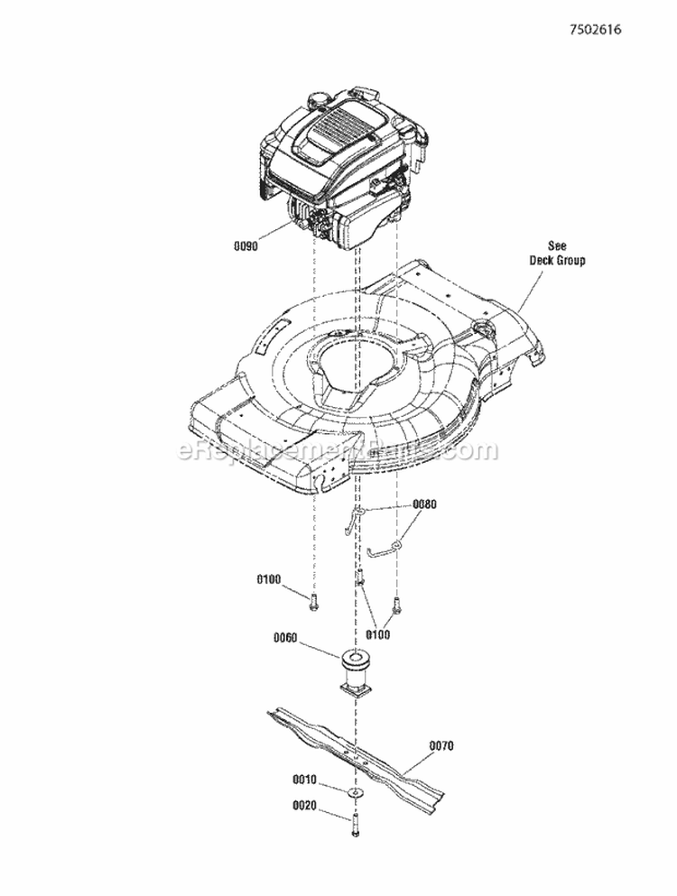 Engine Group Es Diagram and Parts List for SPXV22725E  Snapper Lawn Mower