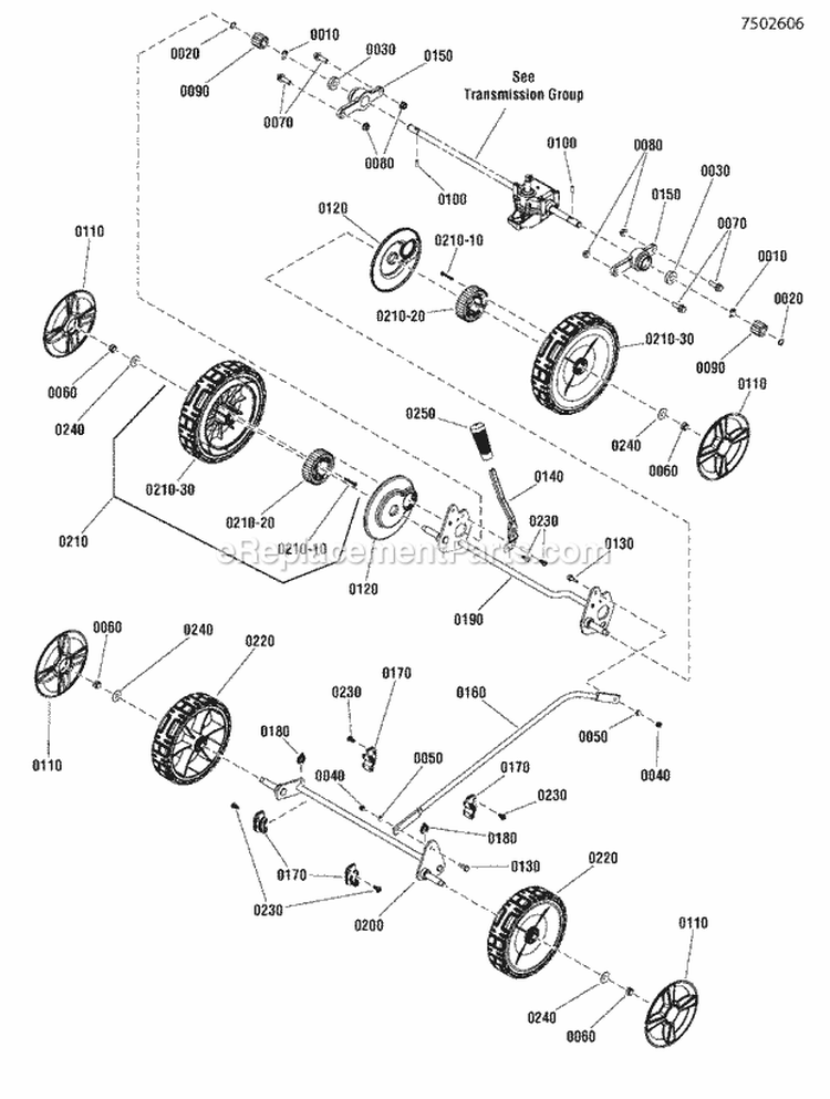 Wheels Group Single Point Hoc Diagram and Parts List for SPXV22725  Snapper Lawn Mower