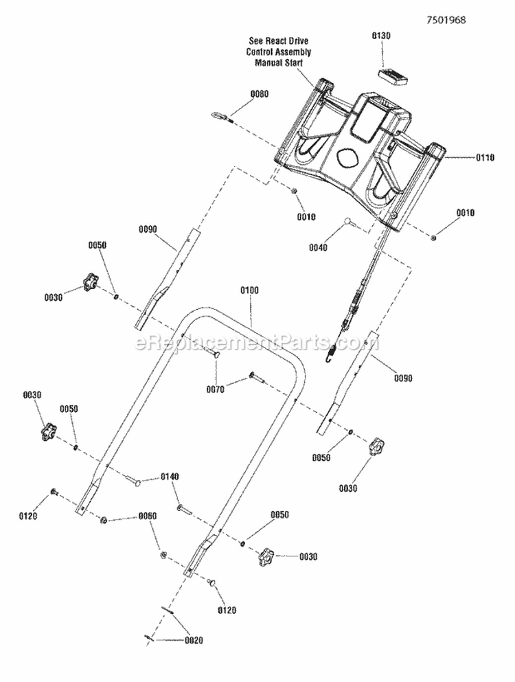 Handles  Controls Group - Manual Start Diagram and Parts List for SPXV2270E  Snapper Lawn Mower