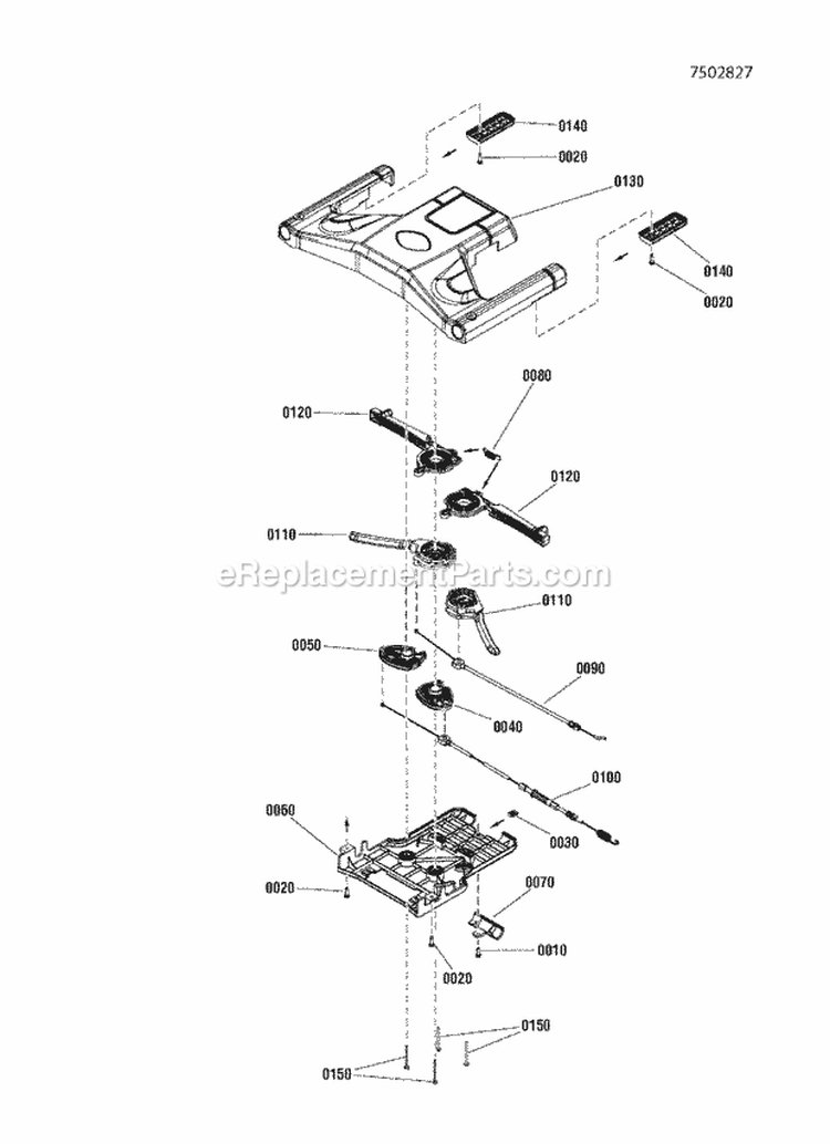 React Drive Control Assembly Manual Start Diagram and Parts List for SPXV2270E  Snapper Lawn Mower
