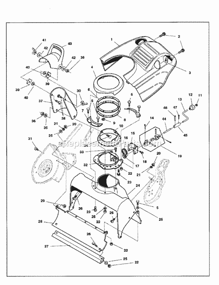 Auger Housing And Chute Group Diagram and Parts List for SS5200E 85631 Snapper Snow Blower