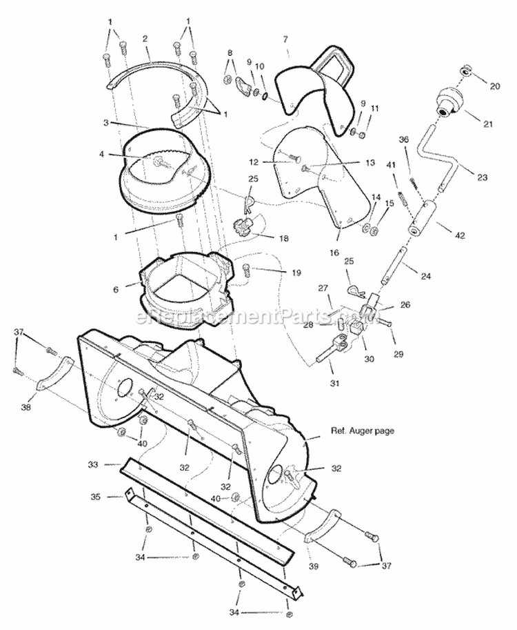 Chute System Group Diagram and Parts List for SS5220E 1695470 Snapper Snow Blower