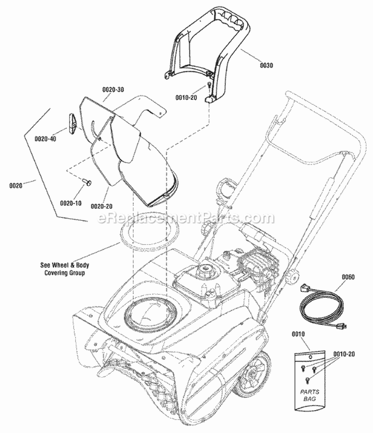 Chute Group - Manual Diagram and Parts List for SS822E 1695880 Snapper Snow Blower