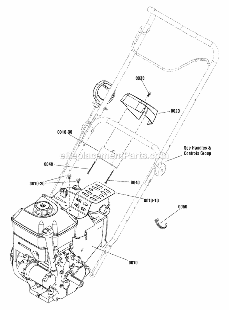 Engine Group Diagram and Parts List for SN822E  Snapper Snow Blower