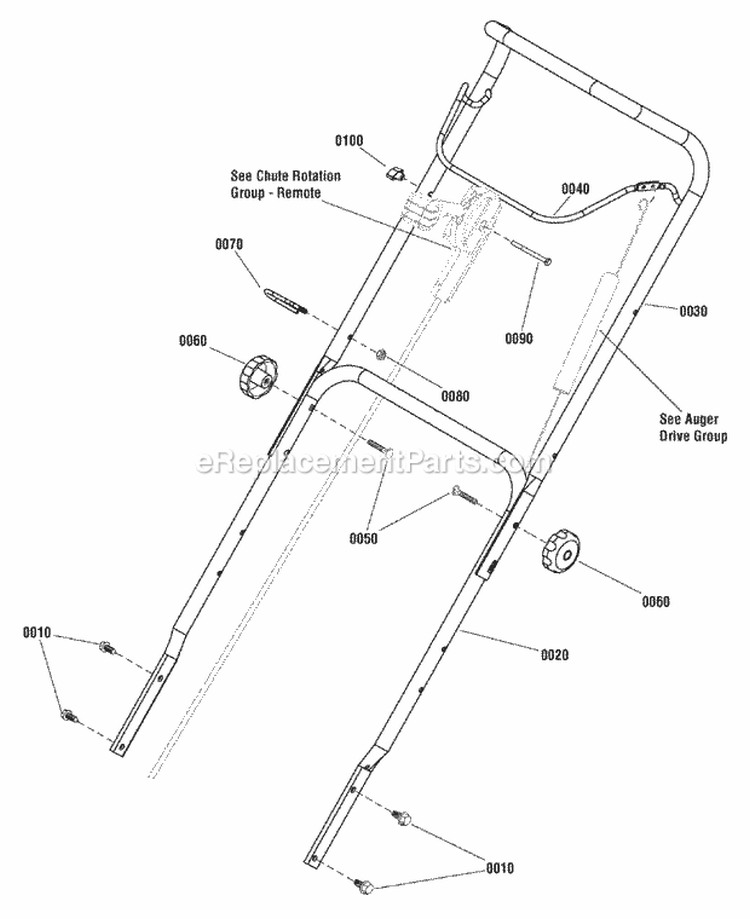 Handles  Controls Group Diagram and Parts List for SN822E  Snapper Snow Blower