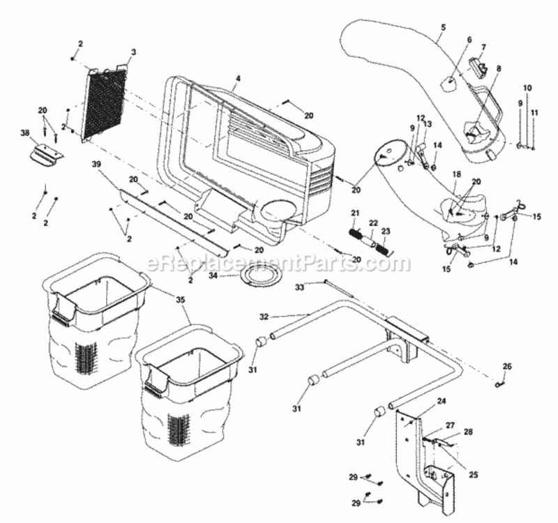 46-In_Twin_Catcher Diagram and Parts List for ST2046 2691202-00 Snapper Lawn Tractor