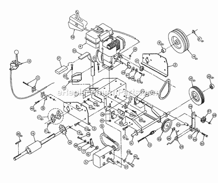 Drive Section Diagram and Parts List for SVCB258 80629 Snapper Leaf Blower / Vacuum
