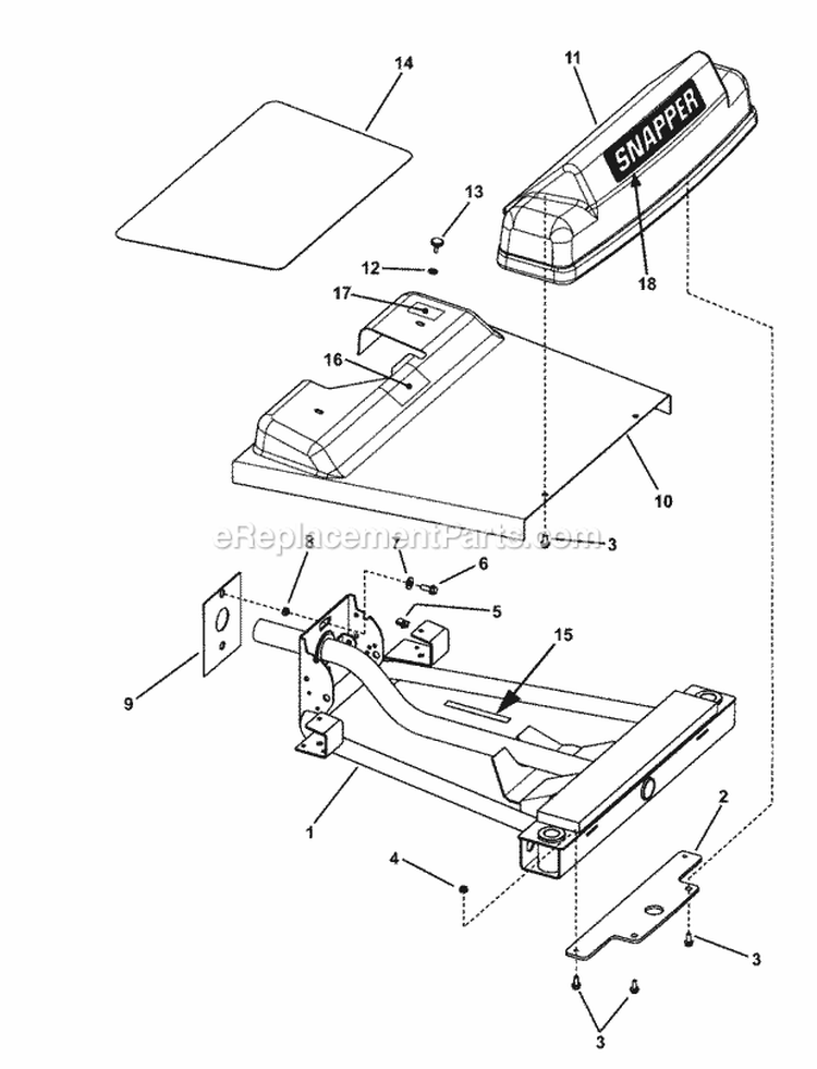 42 Front Frame  Cover Assembly Diagram and Parts List for SZT18426BVE 85681 Snapper Lawn Tractor