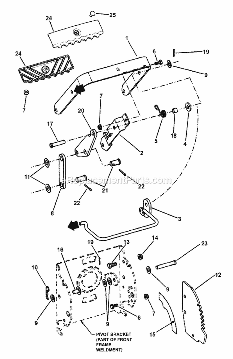 48 Deck Lift Handle Assembly Diagram and Parts List for SZT20486BVE 85682 Snapper Lawn Tractor