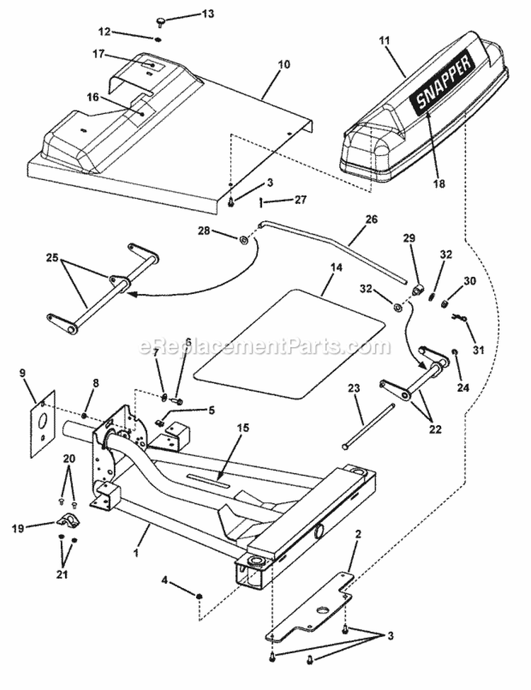 48 Front Frame  Cover Assembly Diagram and Parts List for SZT20486BVE 85682 Snapper Lawn Tractor