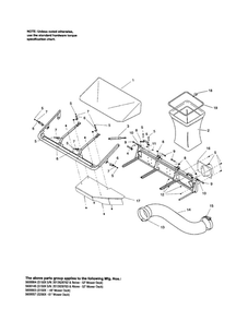 3-Bag Catcher/Cover Diagram and Parts List for 5600004  Snapper Lawn Tractor Accessories