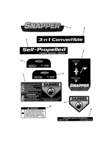 Decals Diagram and Parts List for 7800418 NS2265 Snapper Lawn Mower