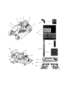 Decals Diagram and Parts List for LT2044 2690714 Snapper Lawn Tractor