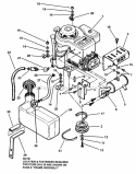 Engine And Fuel Tank Assemblies Diagram and Parts List for 381451HBVE 84393 Snapper Lawn Tractor