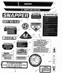 Decals Diagram and Parts List for 421615BVE  Snapper Lawn Tractor