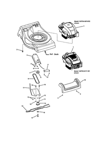 Engine And Blade Diagram and Parts List for 7800423 SPV21675EFC Snapper Lawn Mower