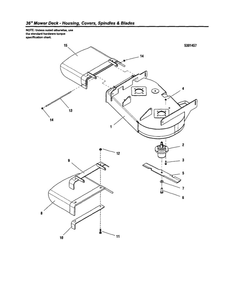 Housing/Covers/Spindles/Blades 2 Diagram and Parts List for 5900709  Snapper Lawn Mower