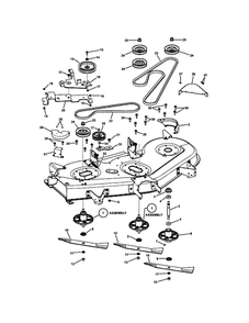 52 Inch Deck Blade Drive Diagram and Parts List for CLT23460 7800344 Snapper Lawn Tractor