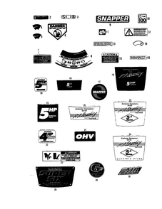 Part Location Diagram of 2-9193 Snapper Decal, front baffle